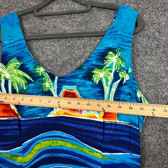 Vintage Jams world Hawaiian Tropical Fish Beach Dress Sleeveless Blue Size L - Picture 6 of 10